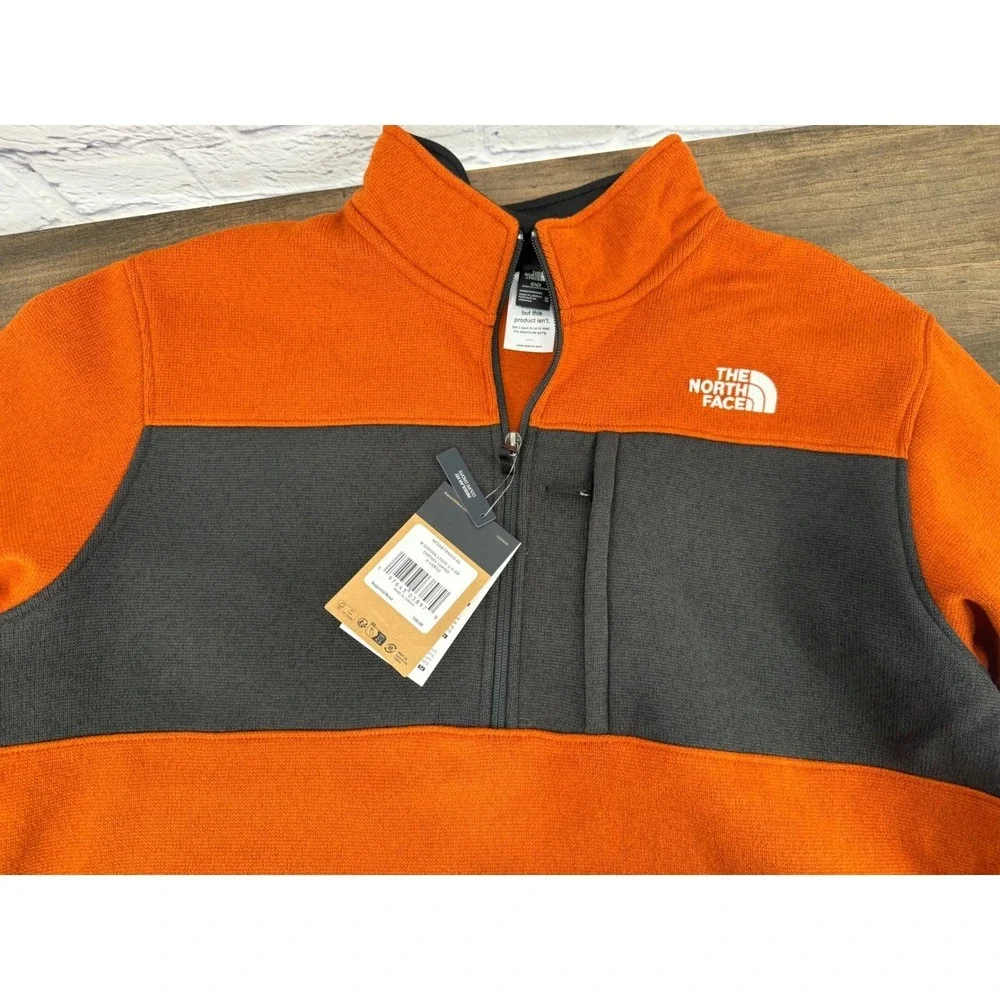The‎ North Face Gordon Lyons 1/4 Zip Orange Gray Fleece Pullover Knit Jacket XL